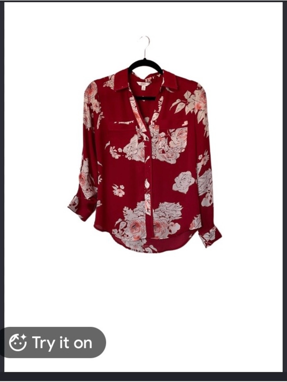 Candie's Burgundy Floral Button-Down Shirt
